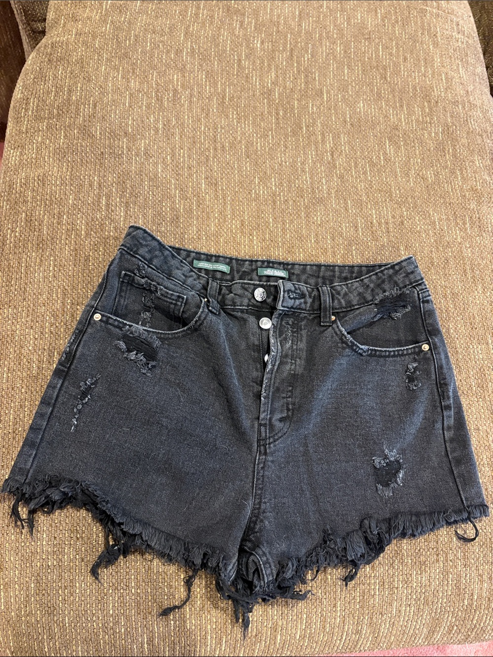 wild fable Black Distressed Frayed Hem Denim Shorts